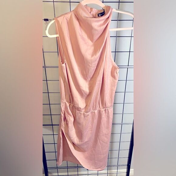 Pretty Garden Assymetrical Sleeveless Pink High Neck Tulip Hem dress NWT - Picture 1 of 12